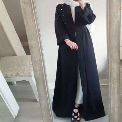 China Modest Design Dubai Clothing Middle East Robe Muslim Turkish Cardigan Islamic Clothing Muslimah Styling Long Sleeve Long Beads Muslim Cardigan Robe for sale