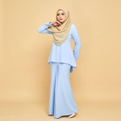 China Wholesale Fashion Indonesian Malaysian Muslim Clothing Female Plus Size Solid Color Abaya /set Two Piece Women Clothing for sale