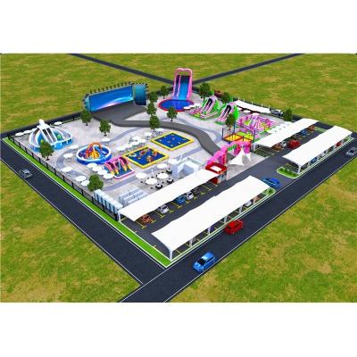 China Commercial Multifunctional Giant Inflatable Amusement Park Fun Outdoor Inflatable City, Inflatable Playground Bouncy Castle For Kids Party Entertainment for sale