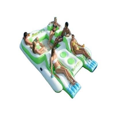 China Multifunctional Wholesale Inflatable Water Games Inflatable Water Island Pool Lounge Floating Island for sale