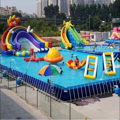 China Movable 1.32m Rectangular PVC PVC Metal Frame Supported Pool Slide For Inflatable Water Games for sale