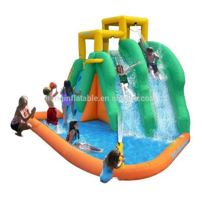 China Cheap Nylon Kids Backyards Wave Inflatable Water Cannon Slide With Pool With On Sale for sale