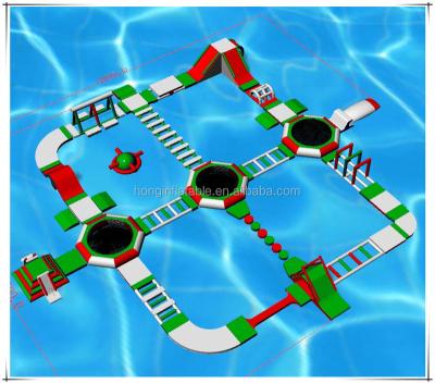 China Lake Aqua Park Equipment Aquapark 40m*35m Plato 0.9mm PVC Inflatable Floating Water Park for sale