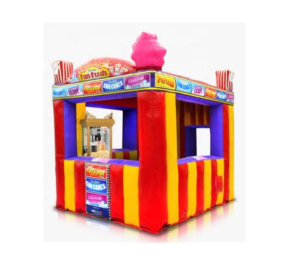 China Mobile Popular Outdoor Colorful Cube Food Snack Bar Kiosk Snow Cone Inflatable Popcorn Popcorn Booth Stall for sale