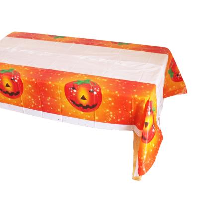 China PE Disposable Plastic Pumpkin Butternut Squash Tablecloths Table Cloth Waterproof Plastic Table Cover For Halloween Party Decoration 180*108cm for sale