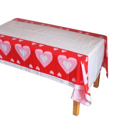 China PE Plastic Disposable Plastic Table Cloths Waterproof Table Cover Tablecloth Love Heart For Wedding Party Decoration for sale