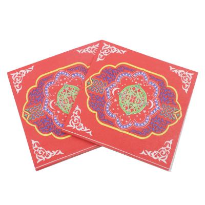 China Eid al-Fitr Eid Paper Napkins Printed Food Grade Printed for Ramadan Decoration Islam Muslim Tissue Servilleta 33*33cm for sale