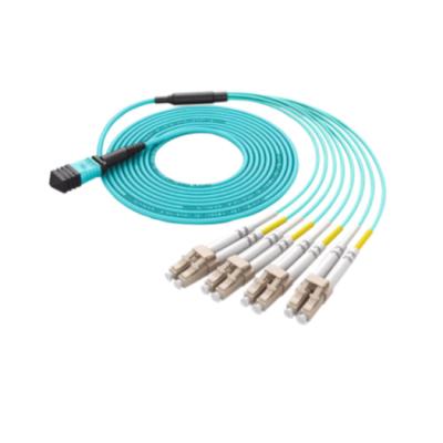 China FTTH FTTB FTTX Network Factory Manufacturing High Power And Low Loss OM3 OM4 8 Core MPO Fanout Patch Cord for sale