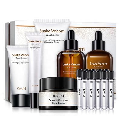 China Dark Circles Snack Venom Firming Face Care Set Reducing Fine Lines Anti Aging Skin Care Set for sale