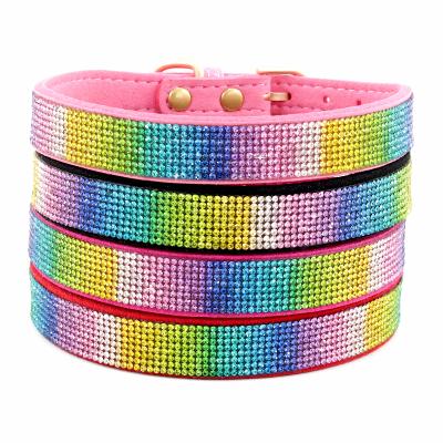 China Wholesale Customized Custom Leather Adjustable High Quality JEWELED Dog Collar Pet Leather Adjustable Collar Supplies for sale