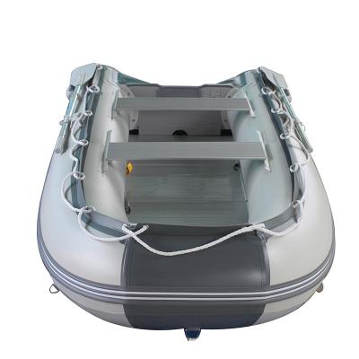 China 10.8Ft Floor Aluminum Inflatable Boat Raft Relaxing Dinghy Fishing Rowing Sport Pontoon Boat for sale