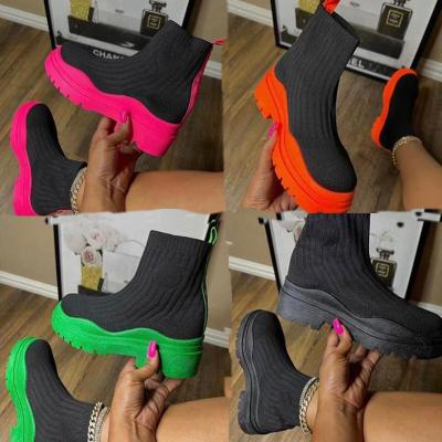 China Other 2022 Latest High Quality Stretch Socks Shoes Slip on Sneakers Casual Short Boots Platform Boots for sale