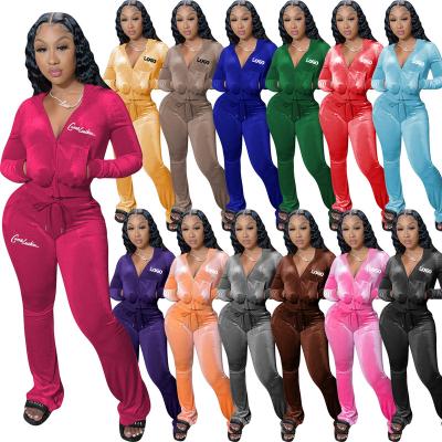 China QUICK DRY Women Cropped Velor Zipper Hoodie Velor Velor Tracksuits Set Casual Velor Two Piece Tracksuit Sweatsuit Women 2 Piece Set for sale