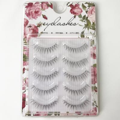 China Natural Handmade Clear Strip Lashes Soft Natural Look Synthetic False Eyelashes 3D Makeup Lashes for sale