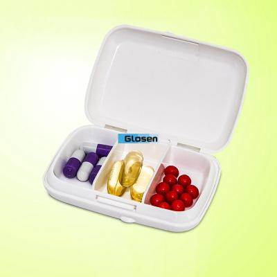 China Portable Plastic Portable Mini Pill Case With Three Squares 83*58*23mm for sale