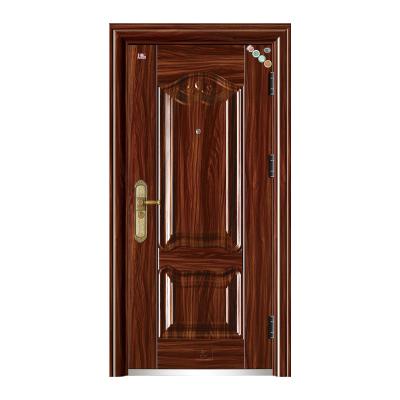 China Traditional security steel fire door embossed metal door modern design cheapest price wrought iron steel door for sale