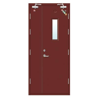 China BS476 Fire Safety Approval 1 Hour Rated Metal Fire Egress Door Galvanized Steel Powder Coated Glass Version for sale