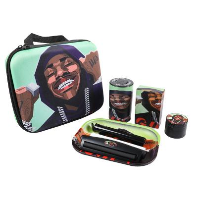 China Cigar Rolling LENS Set Smoking Set Herb Grinder Rolling Tray Cigar Case Plastic Roller Container Tube Smoke Bag Set for sale