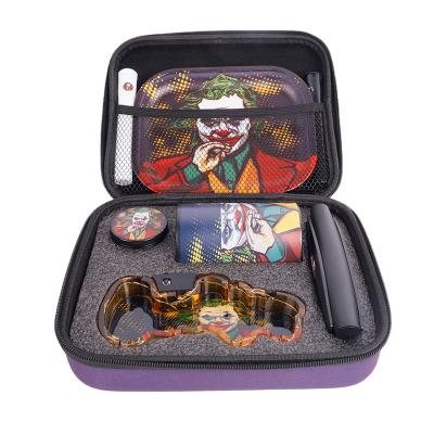 China Cigar Rolling Set LENS Smoking Set with Rolling Stash Pot LED Resin Ashtray Tray Cigar Roller Plastic Tube for Smoke Shop for sale