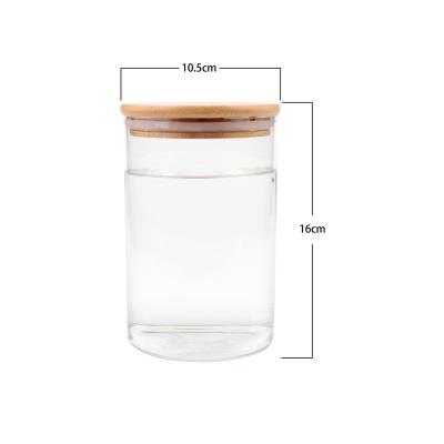 China Eco-friendly Smoking Smoking Filter Packaging Glass Container Glass Jar And Bottles With Bamboo Lid for sale