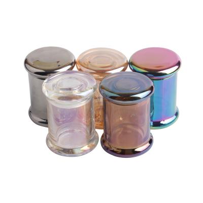 China New Viable Arrive Hot Selling Herb Storage Container Tobacco Stash Vacuum Rainbow Airtight Smoking Glass Jar With Hinged Lid for sale