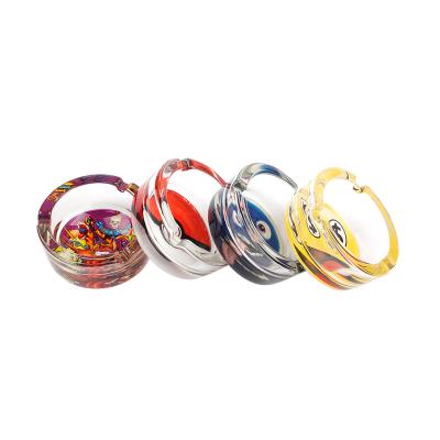 China Wholesale Cheap Round Mini Smoking Ashtray LENS Custom Clear Glass Cartoon Ashtray for sale