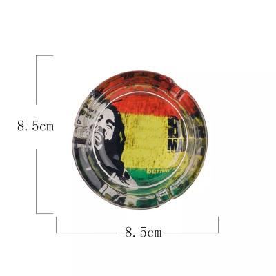 China Hold Custom Logo Ashtray Round Shape Portable Tobacco Ash LENS 85mm Glass Ashtray Cigarette Ashtray for sale