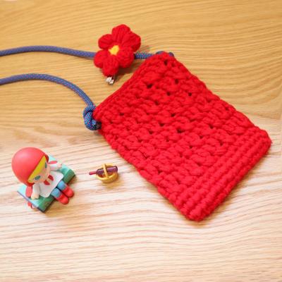 China Remnant Mobile Phone Knitting Bag Handmade DIY Bag Shockproof Woven Material Bag for sale