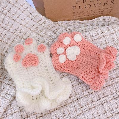 China Simple Cute Soft Winter Cat Plush Cat Paw Claw Mitten Gloves Fingerless Gloves Hand DIY for Girlfriend's Gift for sale