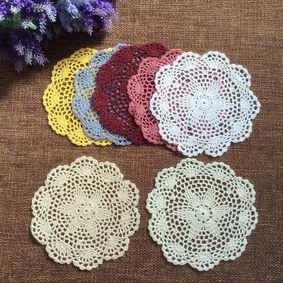 China China Hand Knitted Coaster Crochet Flower Hollow Round Decorative Mat Foreign Cotton Heat Resistant Square Rug for sale