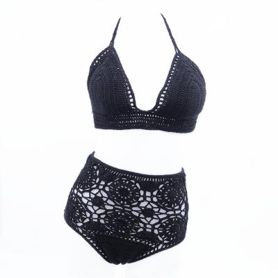 China Plus size 2021 summer European and American women's beach SWIMWEAR SET hollow out handmade crochet strap bikini for sale