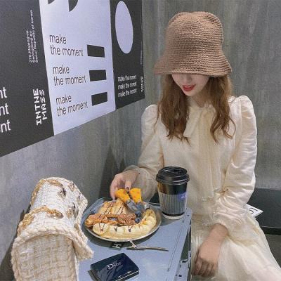 China Fashion Japanese Style Medium Handmade Simple Straw Bucket Hat Outdoor Summer Sun Hat for sale