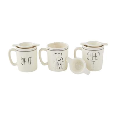 China Sustainable Custom Steep It Sip Tea Time Large Ceramic Mug With Tea Strainer for sale