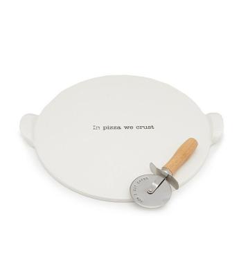 China Custom Printing Pizza Us White Curst Ceramic Dish Pizza Dish With Knife for sale