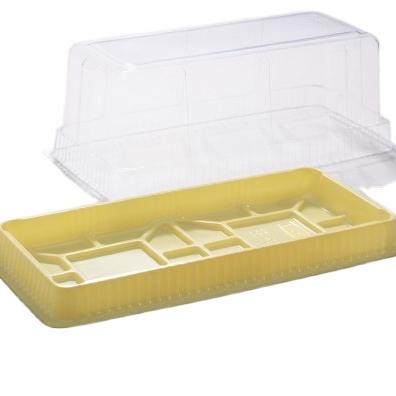 China Recycled Materials Taiwan Plastic Rectangular Cake Container With Clear Lid for sale