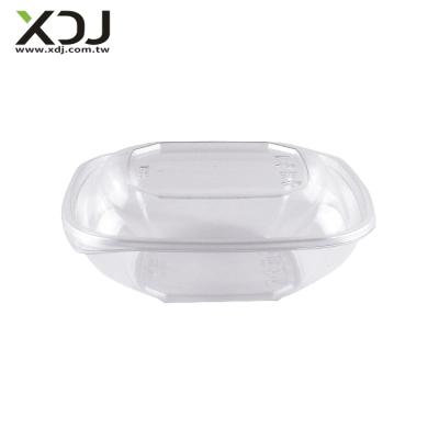 China Taiwan Disposable 32oz Square PET Salad Bowl Take Out Food Container Plastic Food Packaging for sale