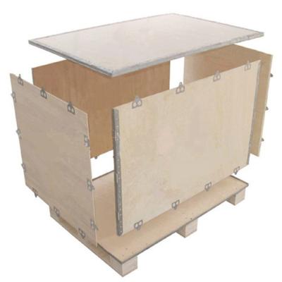 China Recycled Materials SF Plywood Collapsible Box Strip Plywood Steel Packing Box for sale