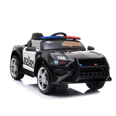 China Ride On Toy Electric Police Car Ride On Cars For Kids Cool Toy Cars Battery Powered 12v With Remote Controller Black for sale