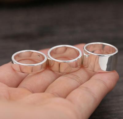 China None Fade None Fade Fashion Couples Ring Jewelry Custom Men And Women 999 Sterling Silver Smooth Personalized Ring Set Fixed Size for sale