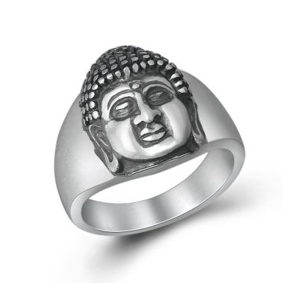 China No Fade No Fade Thai Buddhism Buddha Head Silver Antique Bodhisattva Frosted Ring 990 for sale