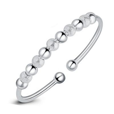 China No Fade None Fade Bead Cuff Bracelet S999 Sterling Silver Rubs Open Transfer for Women and Kids Bracelet Charms for sale