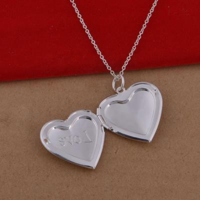 China No Fade No Fade Custom Open Heart Shape Photo Frame Necklace Love Heart Pendant Brass Plated Stainless Steel Pendant Silver for sale