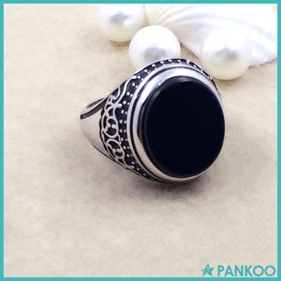 China None The Fade Wholesale Men's Punk Ring 925 Sterling Silver Retro Black Onyx for sale