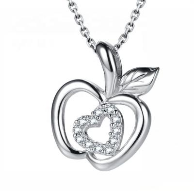 China No Fade No Fade Love Gift Sterling Silver 925 Apple Heart Pendant Necklace for sale