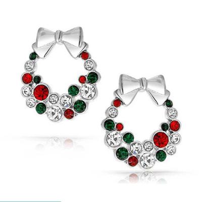 China No Fade No Fade Bling 925 Pure Silver Jewelry Christmas Garland Crystal Earrings for sale