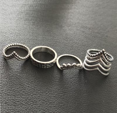 China None Fade None Silver Jewelry 925 Sterling Silver Antique Bohemia Fade Ring Top Quality Fashion Thai Bohemia 1 set 4 pieces for sale