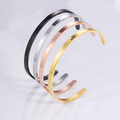 China No Fade No Fade High Polishing Custom Rainbow Gold Plated Mirror Stainless Steel Adjustable Cuff Bracelets Engrave Name Logo Bracelet for sale