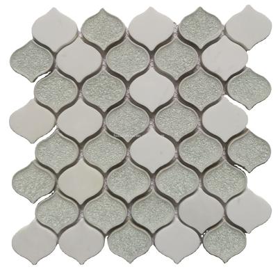 China White Clear Parquet Marble Heart Size And Crystal Backsplash Wall Tile 12x12 Porcelain Ceramic Mosaic Slab Mosaic for sale