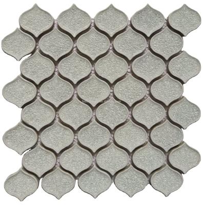 China Clear Heart Size Crystal Backsplash Wall Tile 12x12 Pure White Porcelain Ceramic Mosaic Slab Parquet Mosaic for sale