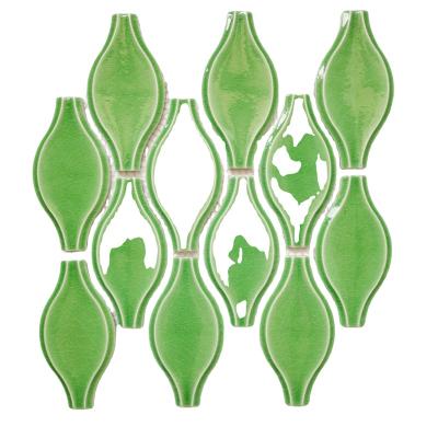 China Parquet arabesque green color ceramic mosaic tile for kitchen room latern style for sale